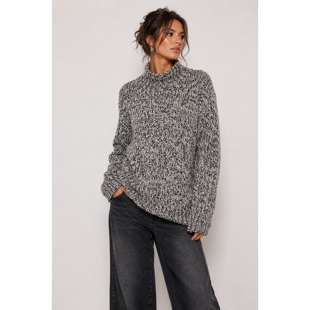 Vintage Eddie Bauer Lambswool Angora Fisherman Sweater XL Funnel Neck Grandpa